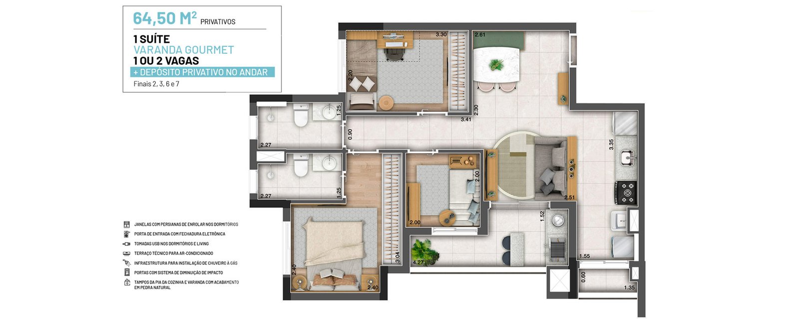 64,50 m²