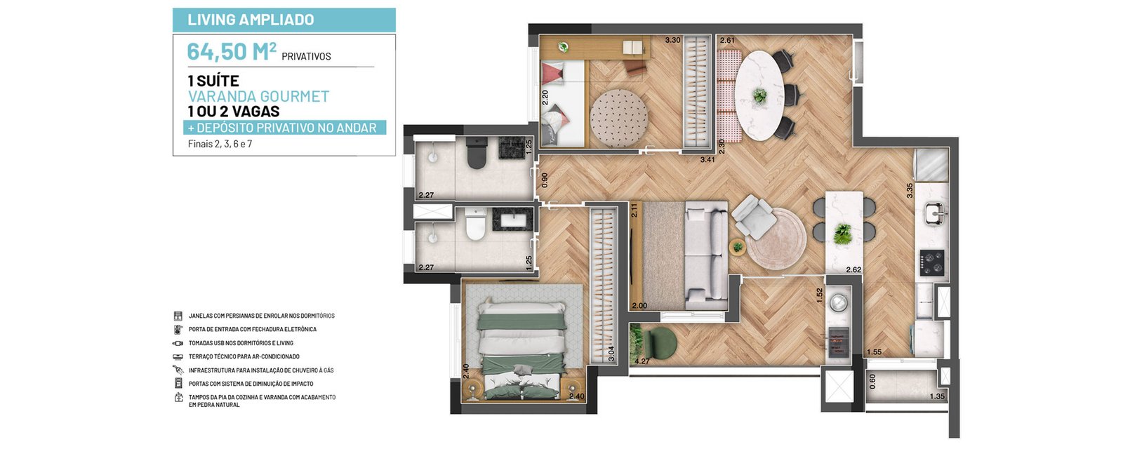 64,50 m²